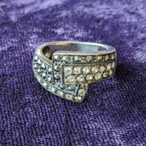 Vintage 925 Sterling Silver Statement Ring With Natural Pyrite Stones & Crystals